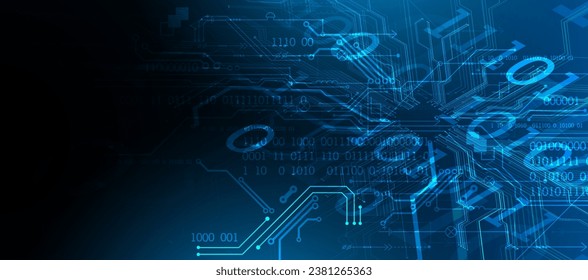 Abstract background on technological and scientific topics. Various techno details with using digital code. Vector
