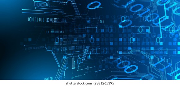 Abstract background on technological and scientific topics. Various techno details with using digital code. Vector - Shutterstock ID 2381265395