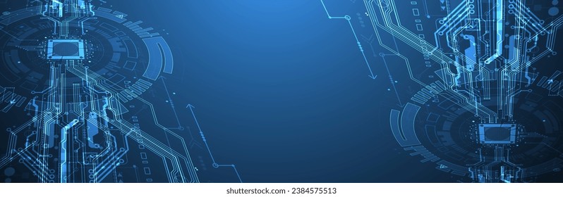 Resumen de antecedentes en temas tecnológicos y científicos. Concepto de CPU. Formato vector hecho a mano.