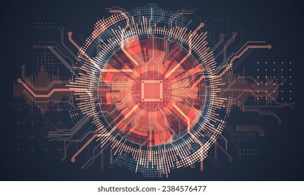 Resumen de antecedentes en temas tecnológicos y científicos. Concepto de CPU. Formato vector hecho a mano.
