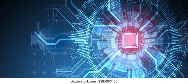 Abstract background on technological and scientific topics. CPU concept. Handmade Vector format.