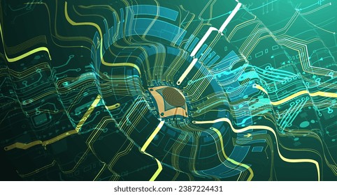 Abstract background on technological and scientific topics. CPU concept. Handmade Vector format.