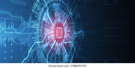 Resumen de antecedentes en temas tecnológicos y científicos. Concepto de CPU. Vector hecho a mano.