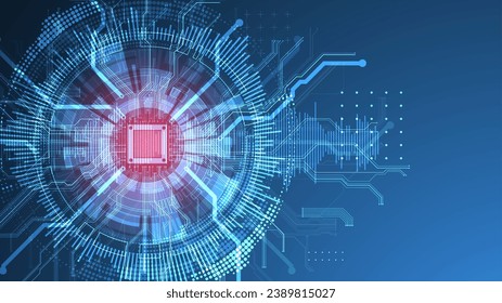 Abstract background on technological and scientific topics. CPU concept. Handmade Vector format.