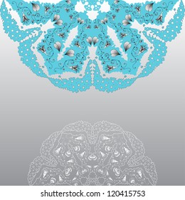 Abstract background on the theme of bells and bugs. Gray scale and blue.