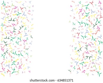 Abstract background on a theme of dancing and ballet. Icons of dancing men of different colors.