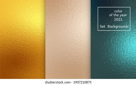 Abstract background on trends color. Trendy color of the year 2021. Swatch background coloring in trends color. Metallic effect sparkle texture foil. Backdrop glitter design for prints. Vector