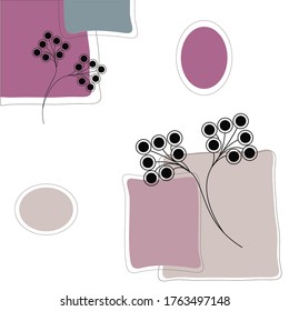 The abstract background on which stylised twigs are depicted