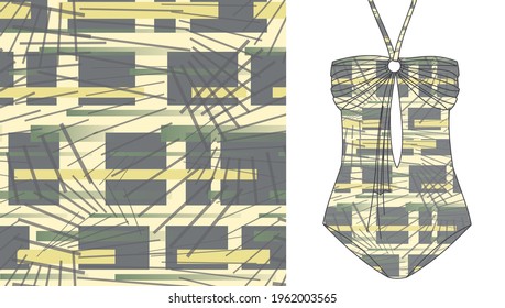 Abstract background on women's swimsuit mockup. for textile, wallpaper, pattern fills, covers, surface, print, gift wrap, scrapbooking.