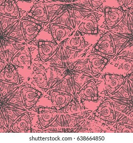 Abstract background with openwork elements. Complicated mandalas. Repeated pattern. Seamless texture. It can be used as wallpaper, upholstery, wrapping, fabric or your design.