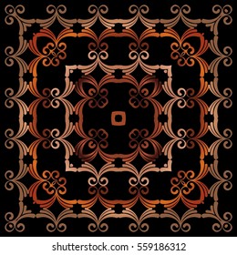abstract background of openwork vintage bronze color lines pattern style baroque