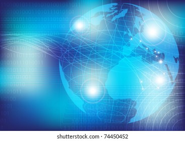 Abstract Background - Optical Fibers on Blue Background