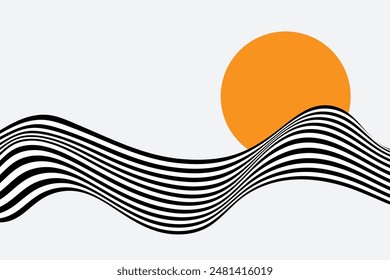 Ilusión óptica de fondo Abstractas, curvas en blanco y negro, flujo, onda.