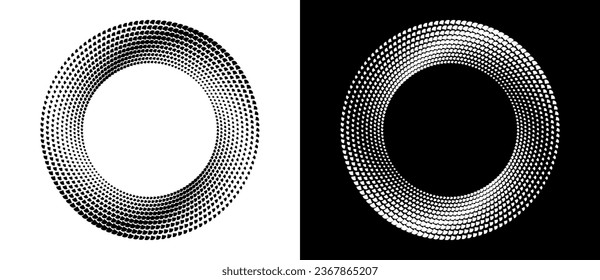 Abstract background optical illusion in circle. Art design spiral as logo or icon. A black figure on a white background and an equally white figure on the black side.