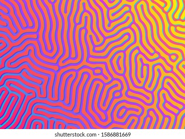 Abstract background with optical illusion generative pattern and vibrant fluid, shiny psychedelic colors