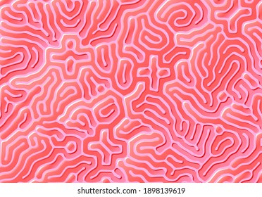 Abstract background with optical illusion generative pattern and vibrant fluid, shiny pink color with romantic or candy theme