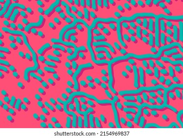 Abstract background with optical illusion generative pattern and vibrant fluid psychedelic colors.