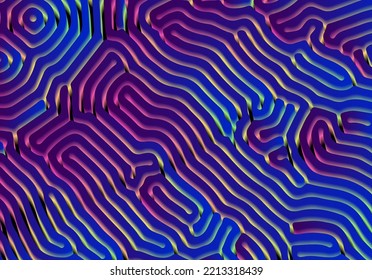 Abstract background with optical illusion generative pattern and vibrant fluid psychedelic colors