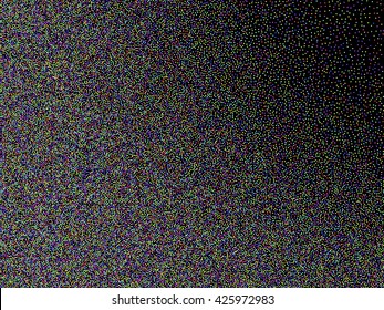 Abstract background, optical illusion of gradient effect. Stipple effect. Mosaic abstract composition. Rhythmic colorful tiles. Decorative shapes. Spectrum background. Colorful particles