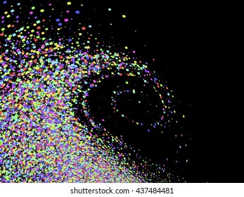 Abstract background, optical illusion of gradient effect. Stipple effect. Mosaic abstract composition. Rhythmic colorful tiles. Decorative shapes. Spectrum background. Colorful particles