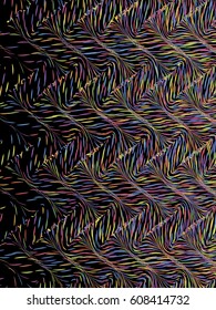 Abstract background, optical illusion of gradient effect. Stipple effect. Rhythmic colorful noise particles. Grain texture