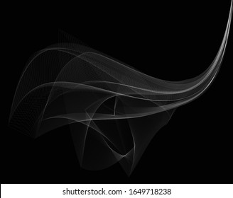 Abstract background with optical illusion wave. Black and white horizontal lines with wavy distortion effect for prints, web pages, template, posters, monochrome backgrounds and pattern