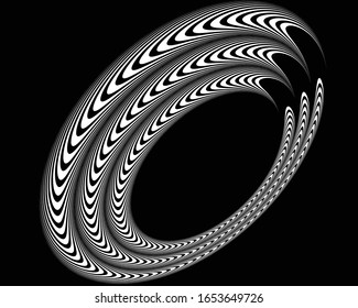 Fondo abstracto con onda de ilusión óptica. Líneas horizontales en blanco y negro con efecto de distorsión ondulada para impresiones, páginas web, plantillas, carteles, fondos monocromos y patrones