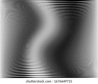 
Abstract background with optical illusion wave. Black and white horizontal lines with wavy distortion effect for prints, web pages, template, posters, monochrome backgrounds and pattern