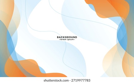 Abstrakter Hintergrund mit orangefarbenen und blauen fließenden Formen, geeignet für lebendige grafische Designs, Präsentationen oder künstlerische Projekte, die modernes Flair benötigen.