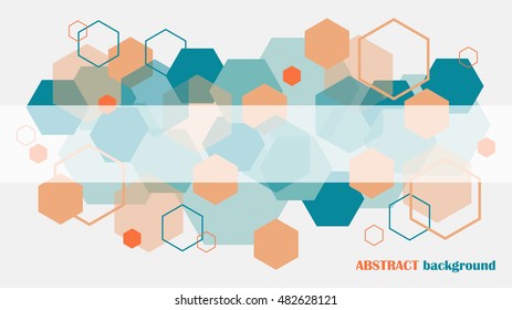Abstract background , orange and blue hexagons . Vector