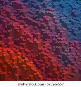 Abstract background with orange, brown, blue  cubes. Vector cube box for business concepts.