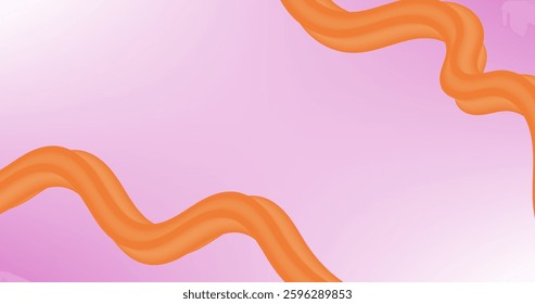 Abstract background of orange curved lines on a pink background. Vector illustration