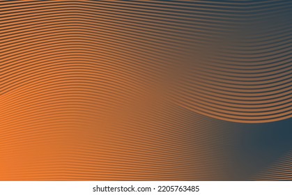 Abstract background with orange and dark blue gradient colored offset curvy lines. Suitable for cover, card, backdrop, editable template, wallpaper, and banner.