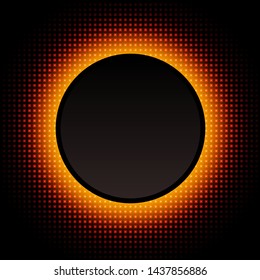 Abstract background orange with glowing neon circle, vector illustration.