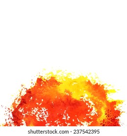 Abstract background with orange grunge watercolor spot in the bottom like as sunset or sunrise. Vector eps8