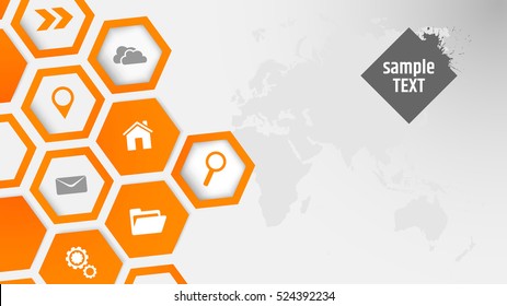 Abstract background with orange hexagonal vector pattern