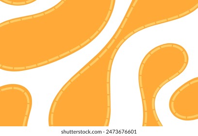 The abstract background is an orange liquid with dotted lines at the edges 