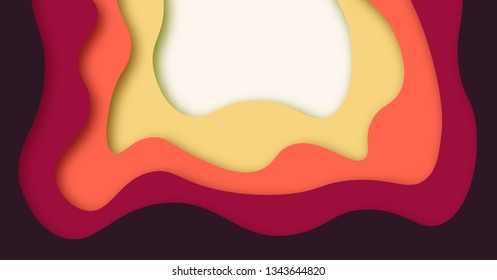 Abstract  Background with Orange Paper Cut shapes banner design. Vector illustration