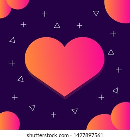 abstract background, with orange and pink heart, gradient orange and pink, geometric shape, vector illustration, eps 10 