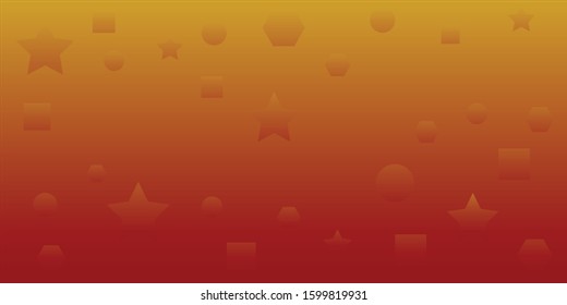 Abstract Background in orange with square, round, star and hexagon material