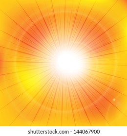 abstract background with orange sun rays