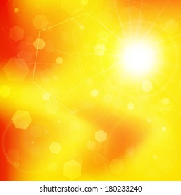 abstract background with orange sun rays