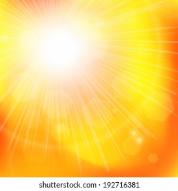abstract background with orange sun rays