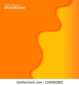 Abstract background with orange waves. Colorful banner with paper cut waves. Vector