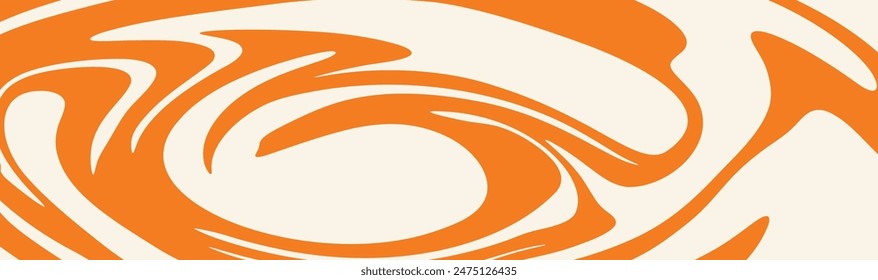 Fondo Abstractas con ondas naranjas, estilo retro. Fondo ondulado fluido colorido en color naranja cálido. Textura líquida distorsionada en estilo retro psicodélico.