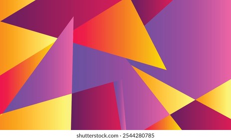 Abstract background orange yellow purple triangle, lowpoly triangle abstract background, fresh design abstract background