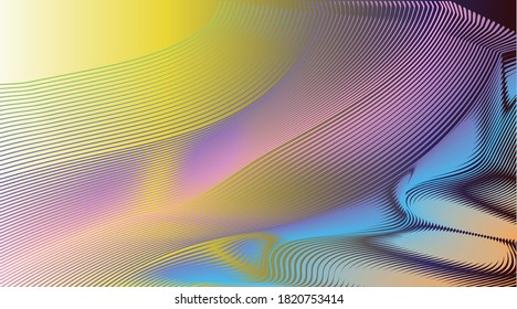 Abstract background. Orange, yellow and red lines and flying leaves. Vector illustration
