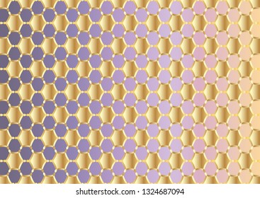 Abstract background with ordered arrangement of geometric shapes. The illustration is made in gold shades on colorful background. Vector EPS10