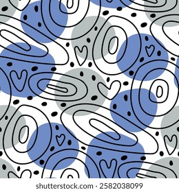 Abstract background. Organic circles seamless pattern. Continuous repeat texture for modern wallpaper designs, templates, cover, fabric, textile. Hand drawn big spots. Polka dots vector illustration.