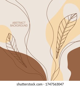 Abstract background with organic flowing shapes and freehand drawn lines. Modern minimalist design in scandinavian style. Vector illustration in pastel colors.